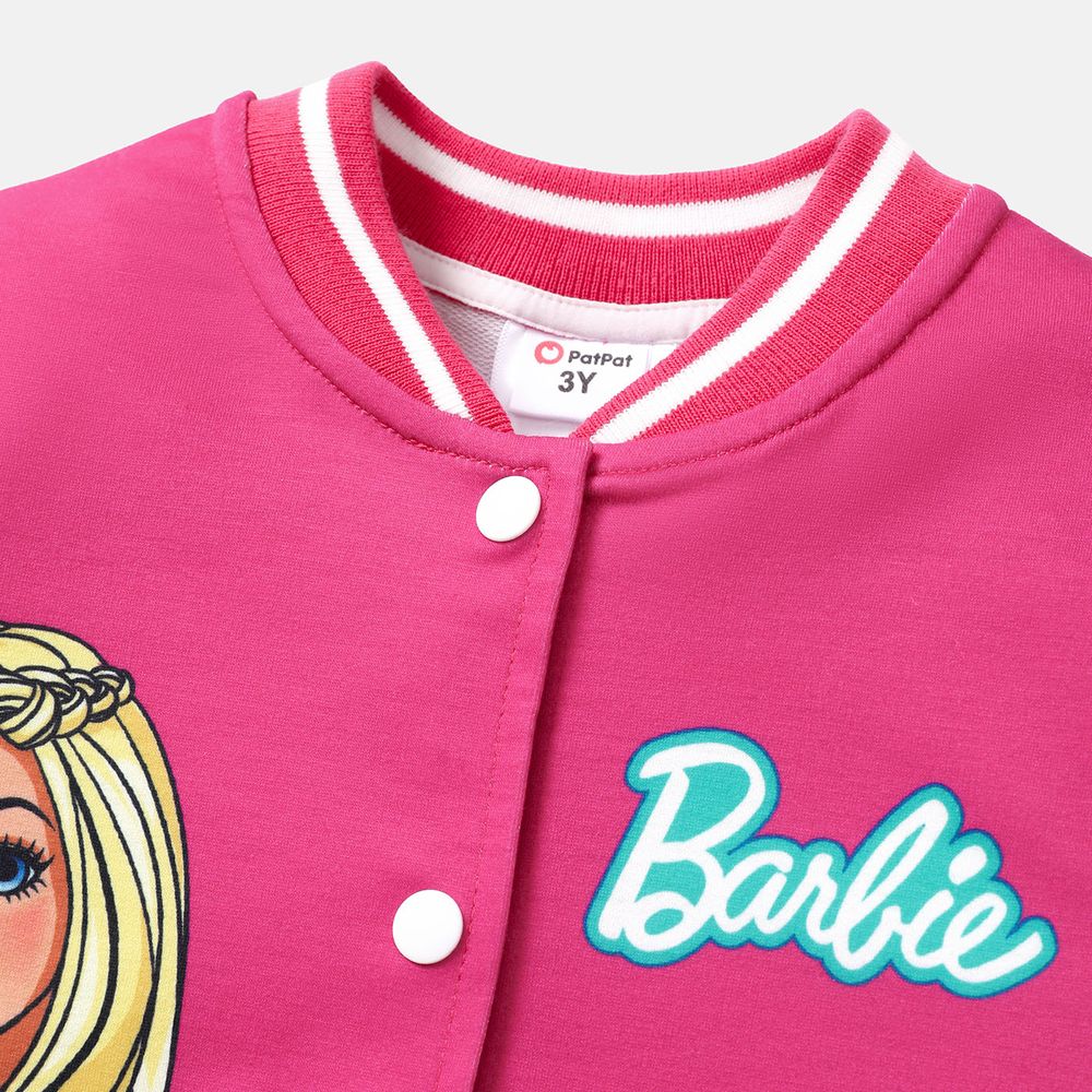 Barbie Toddler/Kid Girl Naia™ Letter Print Colorblock Bomber Jacket Roseo big image 4
