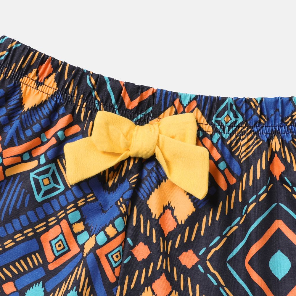 Naia 2pcs Kid Girl Halter Tee and Bowknot Design Exotic Shorts Set Ginger-2 big image 4