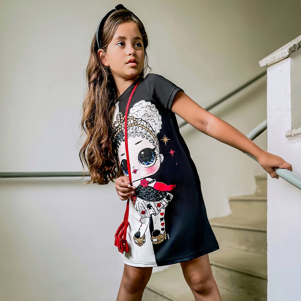 L.O.L. SURPRISE! Kid Girl Naia Colorblock Short-sleeve Dress BlackandWhite big image 7