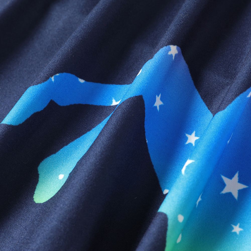 Kid Girl Unicorn Star Print Colorblock Slip Dress Dark Blue big image 5