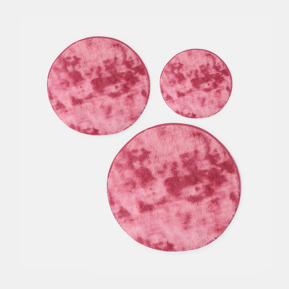 Nordic Tie-dye Gradient Round Carpet Chair Long Hair Bedroom Rug Home Living Room Bedside Mat Computer Entrance Hall Non-slip Dark Pink big image 4