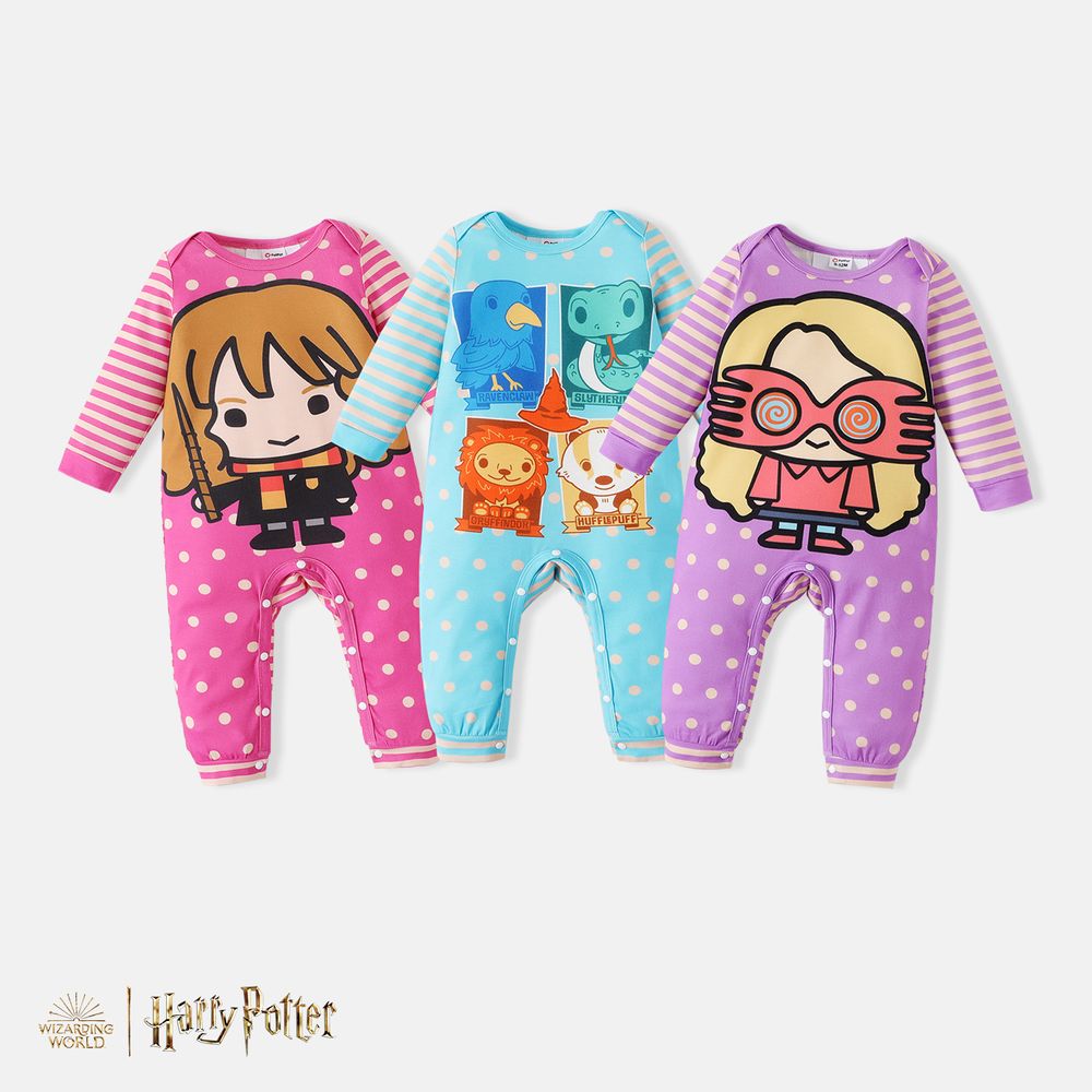 Harry Potter Baby Boy/Girl Striped Long-sleeve Graphic Jumpsuit Pink big image 6