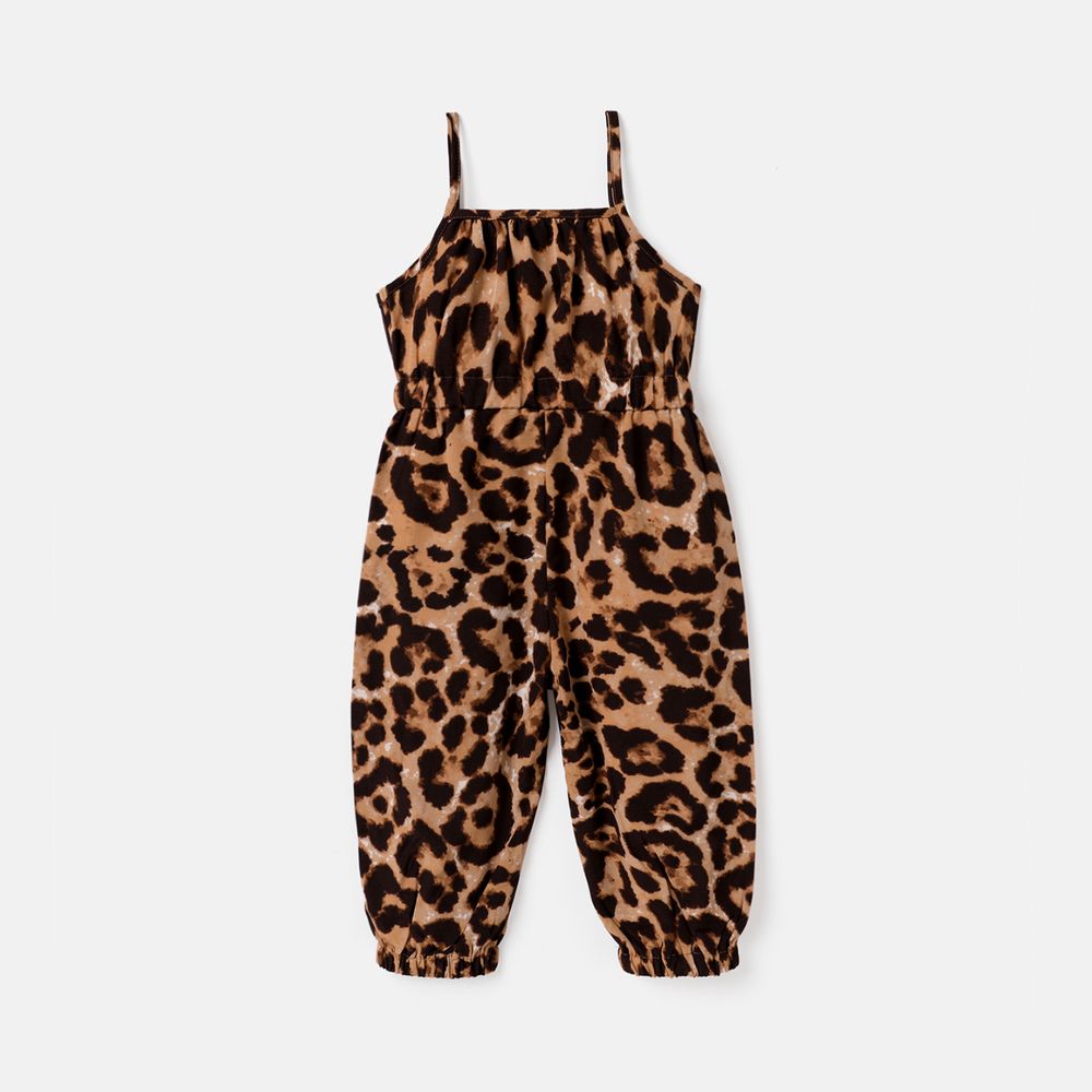 Kleinkinder Mädchen Tanktop Avantgardistisch Leopardenmuster Baby-Overalls braun big image 2