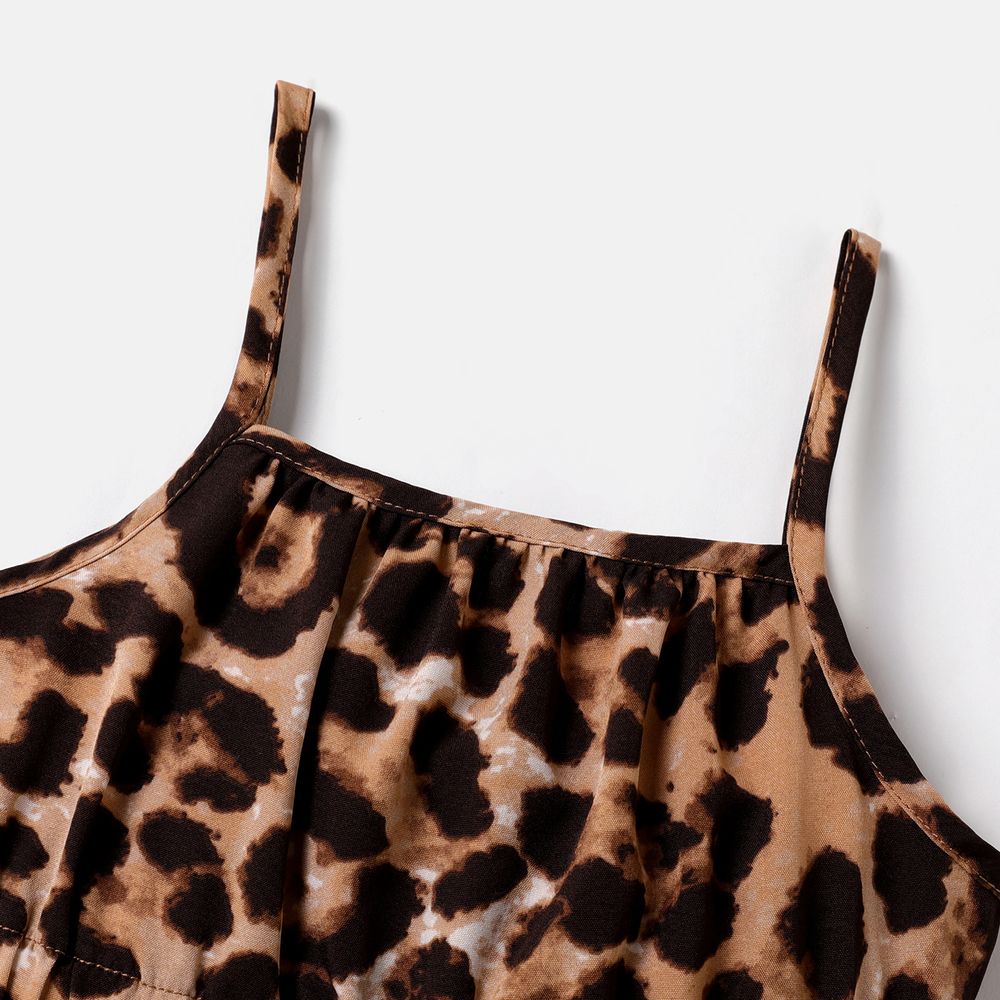 Kleinkinder Mädchen Tanktop Avantgardistisch Leopardenmuster Baby-Overalls braun big image 3