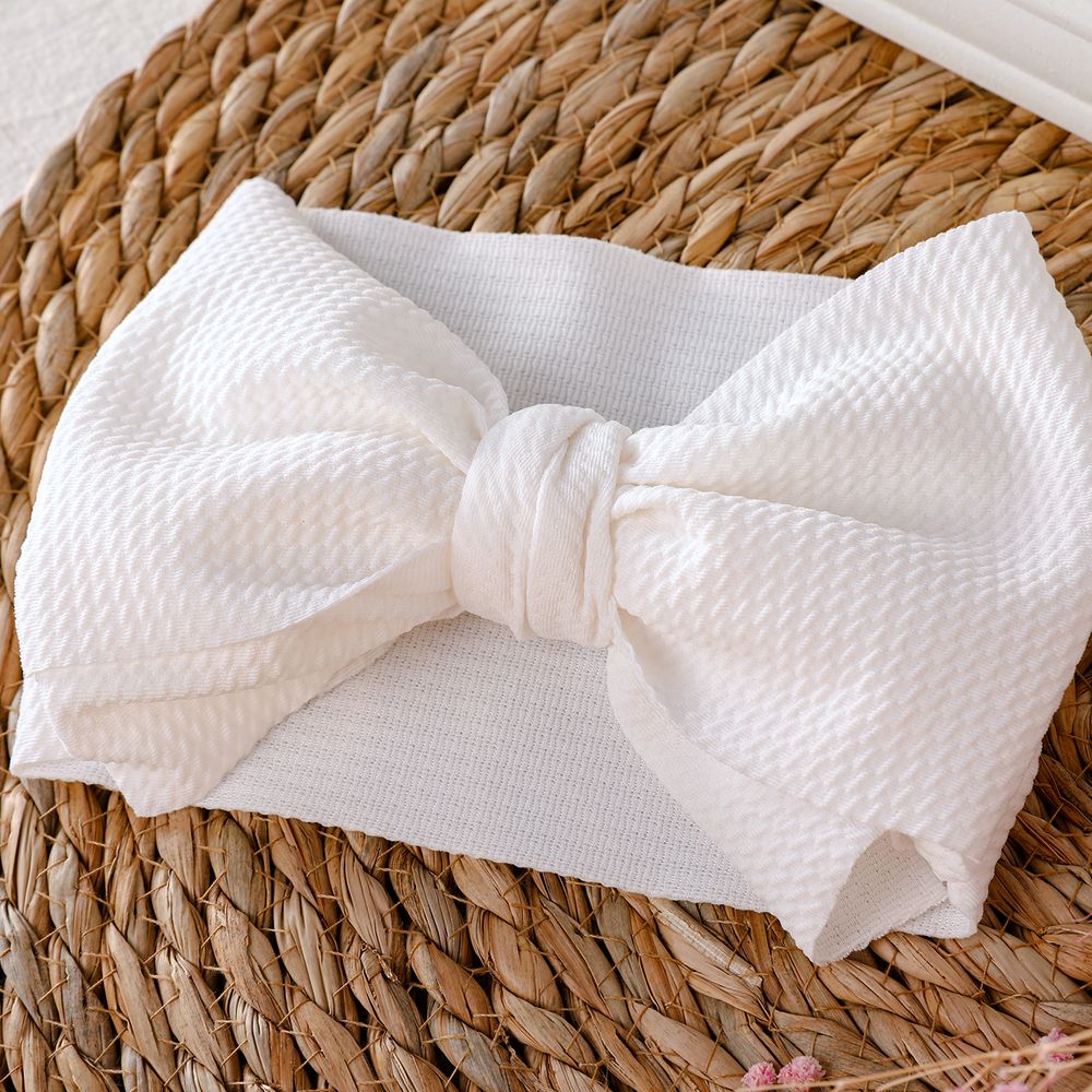 Plain Big Bow Headband for Girls White big image 2