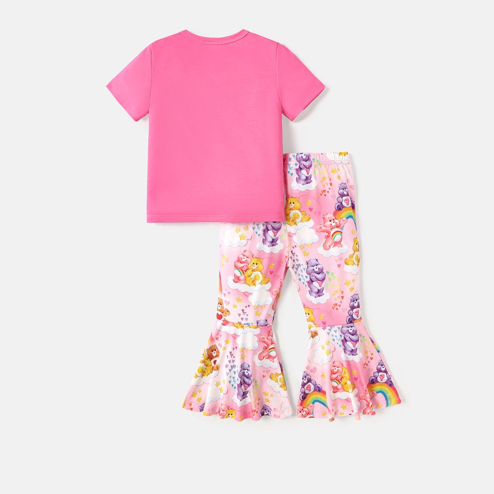 Care Bears Toddler Girl 2pcs Rainbow Print Naia Short-sleeve Tee and Flared Pants Set Pink big image 2