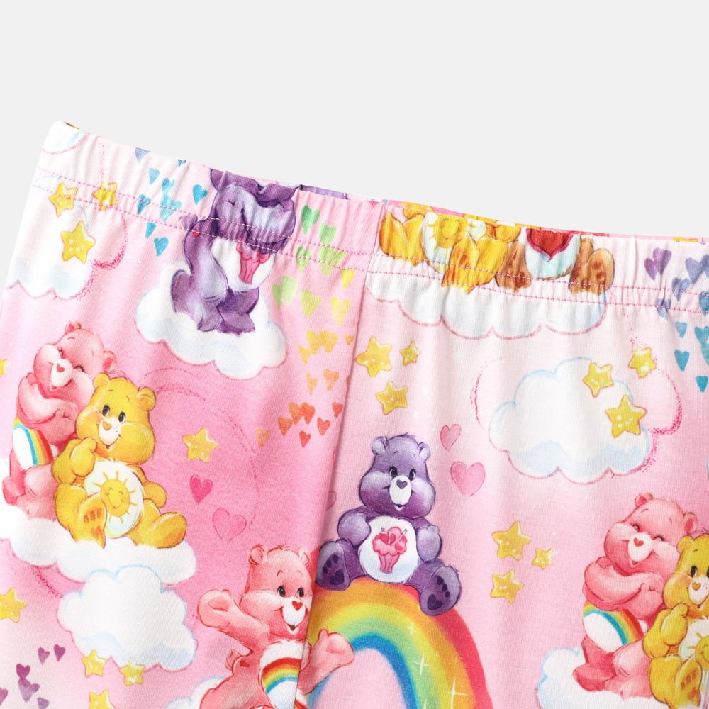 Care Bears Toddler Girl 2pcs Rainbow Print Naia Short-sleeve Tee and Flared Pants Set Pink big image 5