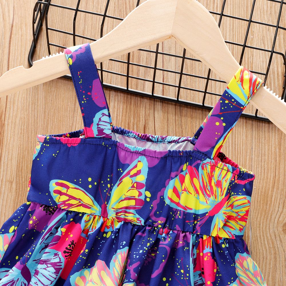Baby Girl Bow Front Allover Butterfly Print Sleeveless Dress Multi-color big image 4