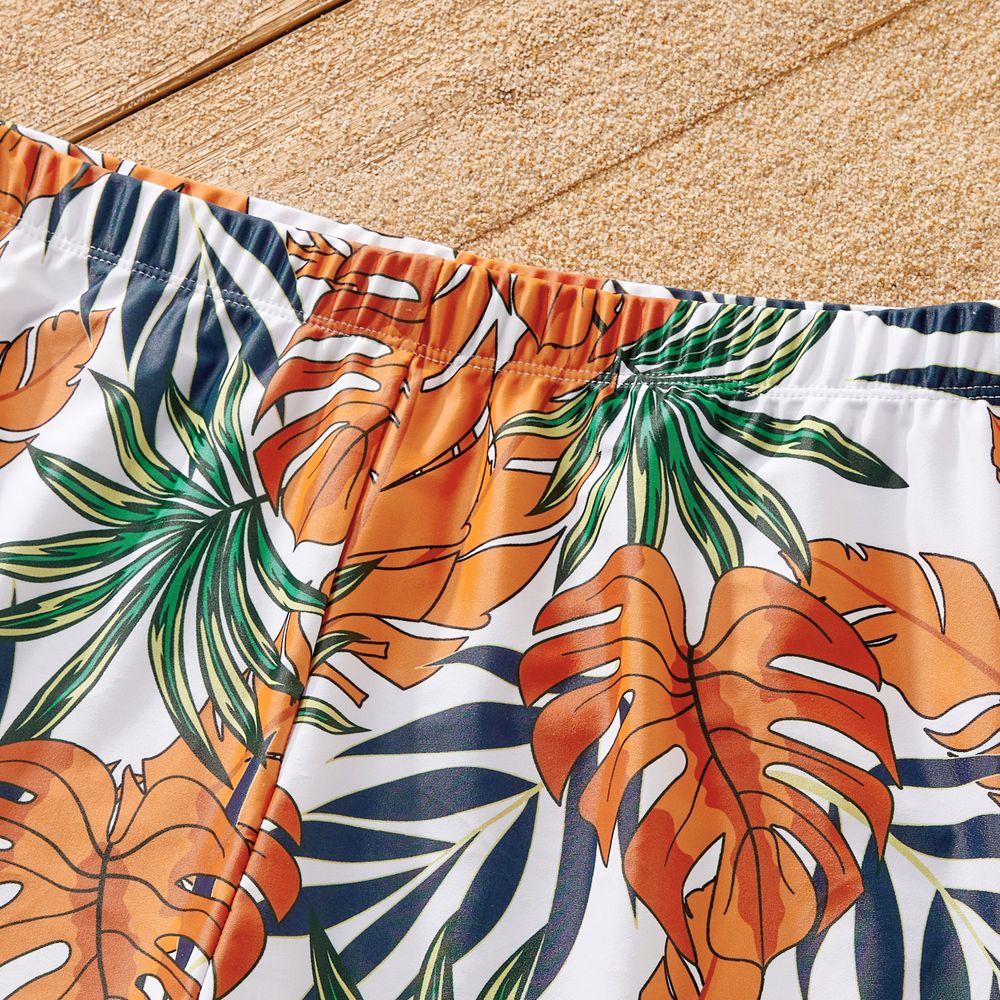 Family Matching Tropical Plant Print Two-piece Swimsuit and Swim Trunks Shorts ColorBlock big image 4