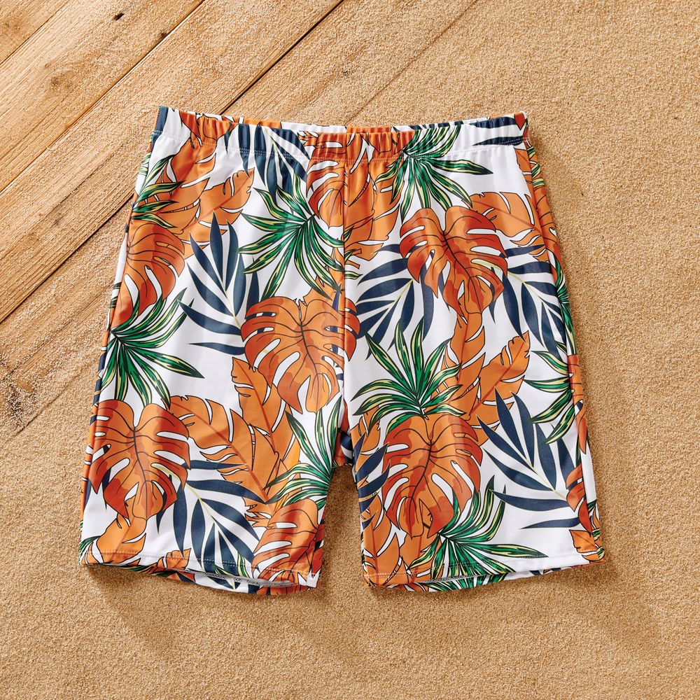 Family Matching Tropical Plant Print Two-piece Swimsuit and Swim Trunks Shorts ColorBlock big image 14
