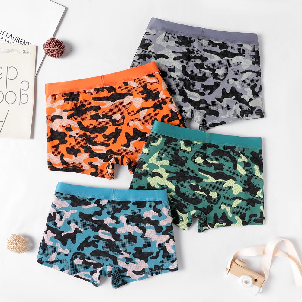 4Pcs Kid Boy Camouflage Boxer Briefs Underwear Multi-color big image 2