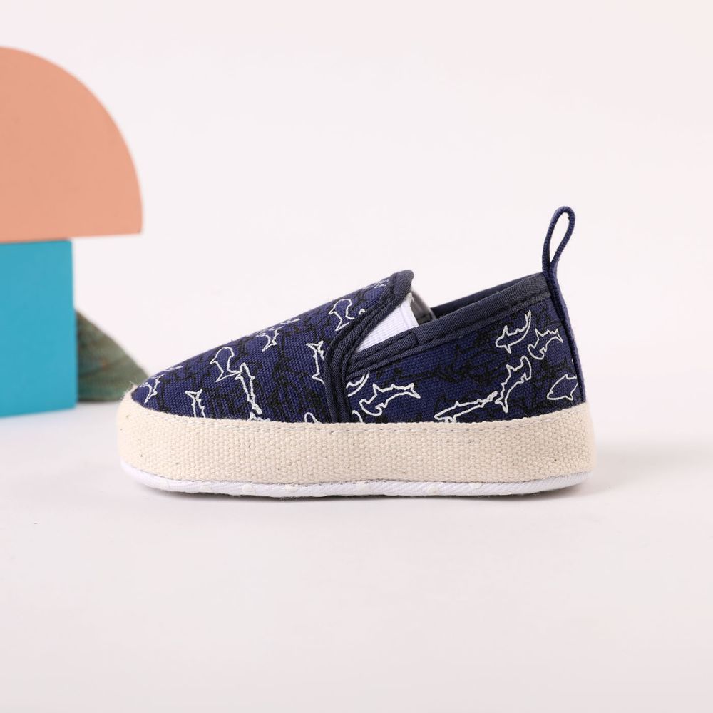 Baby / Toddler Shark Print Slip-on Loafers Deep Blue big image 1