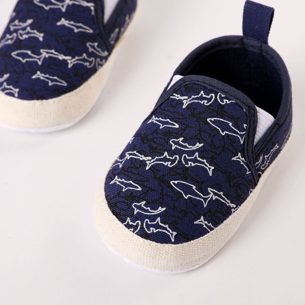 Baby / Toddler Shark Print Slip-on Loafers Deep Blue big image 3