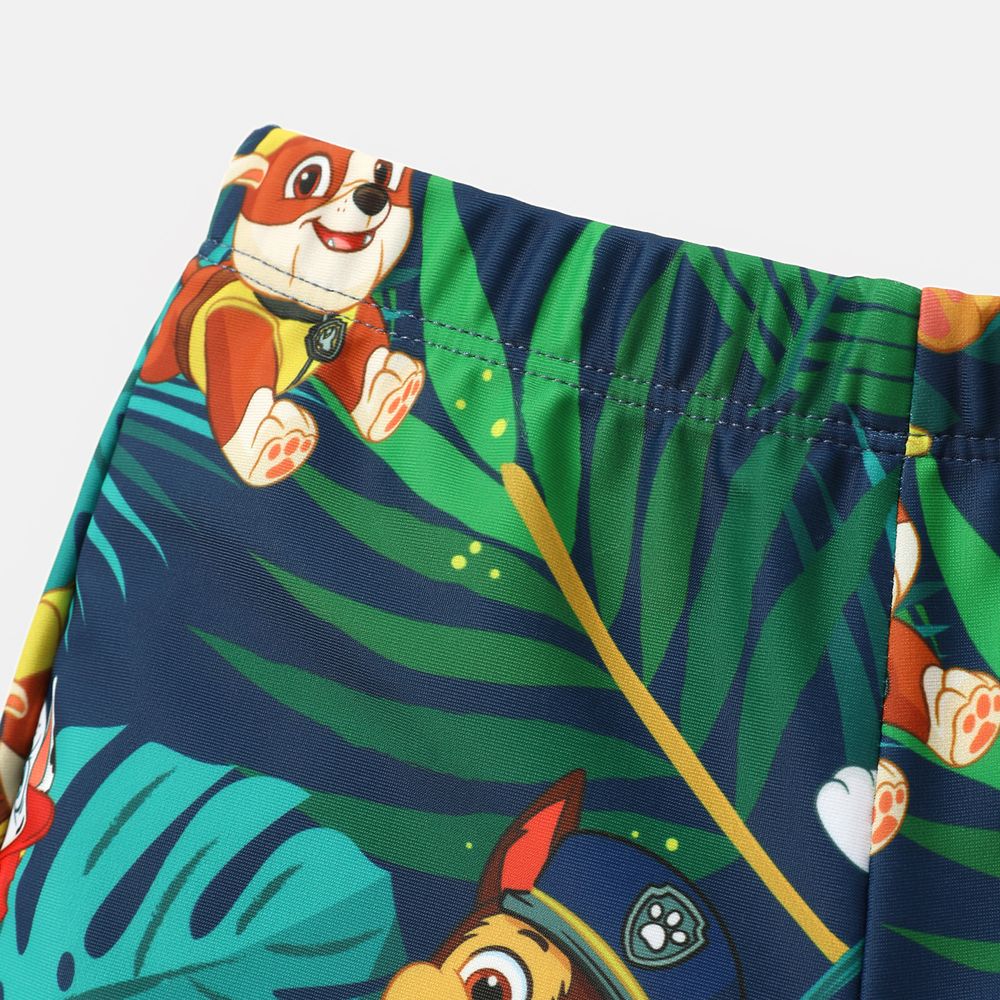 PAW Patrol Sibling Matching Letter Graphic Ruffle Trim One-Piece Swimsuit and Allover Plant Print Swim Trunks Colorful big image 3
