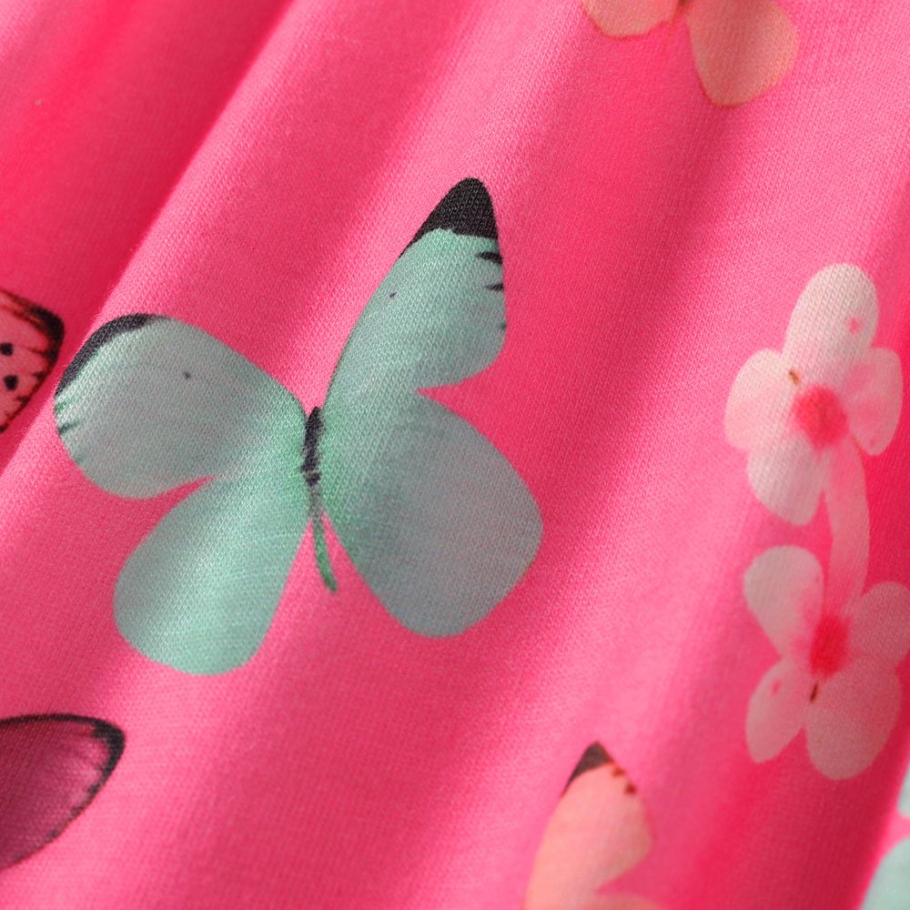 Easter Kid Girl Bunny Butterfly Print Sleeveless Dress Pink big image 6
