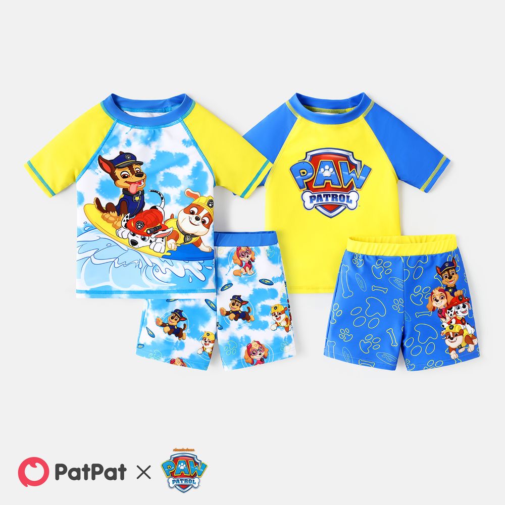 PAW Patrol Toddler Boy 2pcs Colorblock Tops and Trunks Swimsuit Dark Blue big image 2