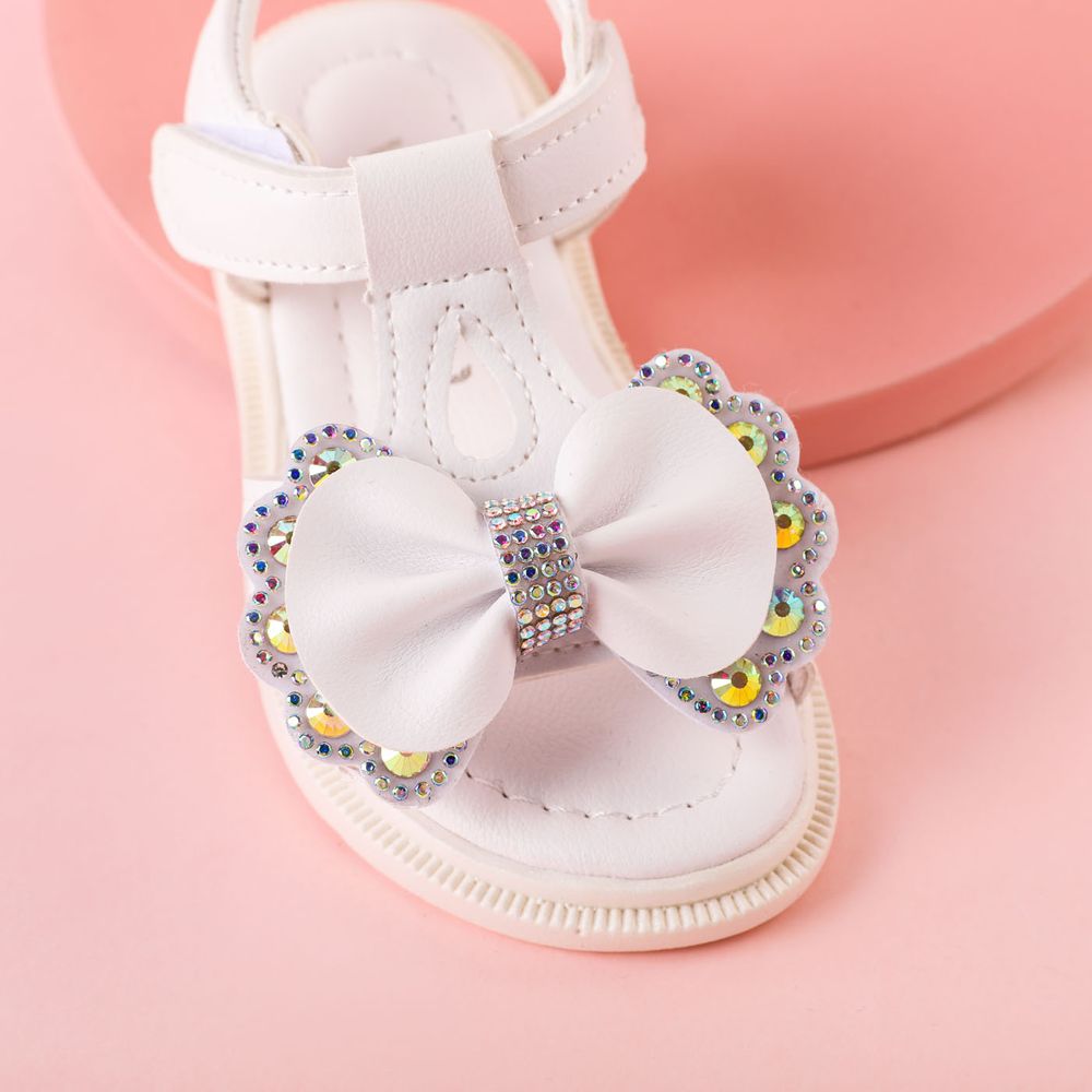 Toddler / Kid Rhinestones Bow Decor Sandals White big image 4