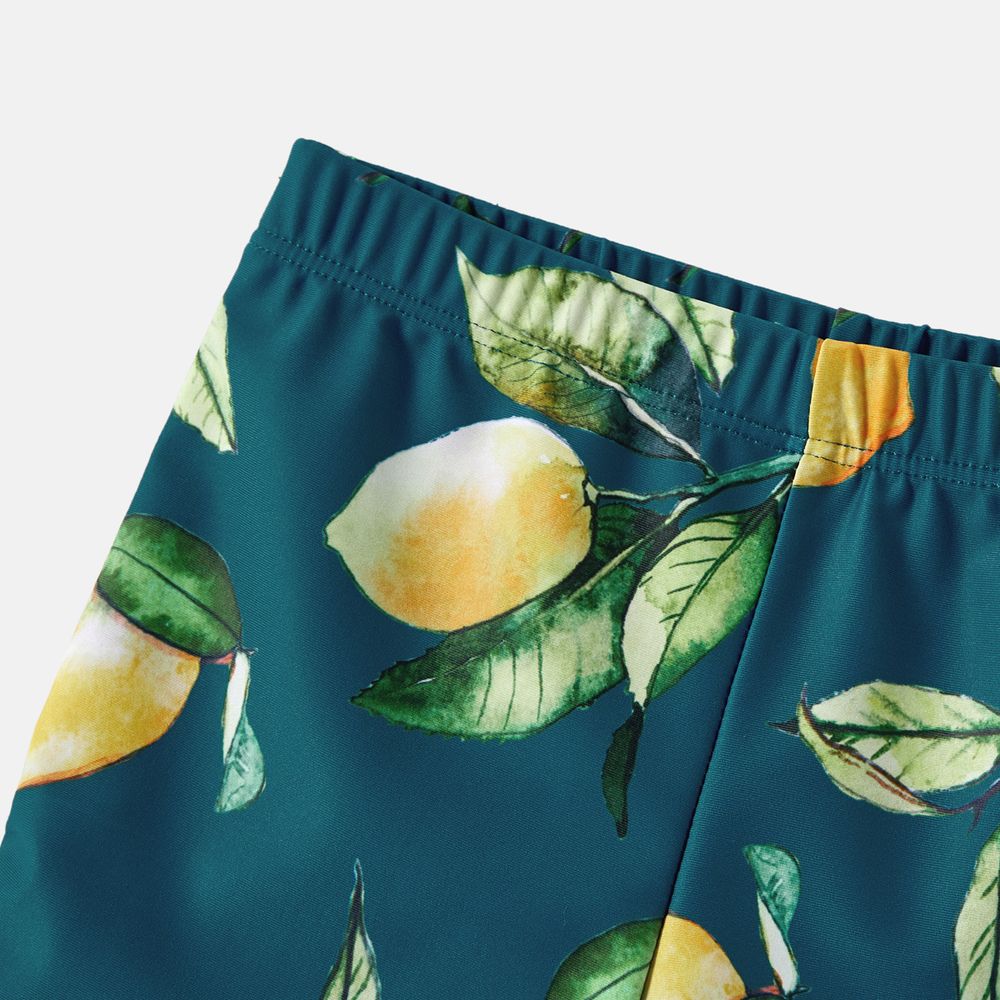 Family Matching Allover Lemon Print and Solid Halter Neck Two-piece Swimsuit or Swim Trunks Shorts Multi-color big image 5