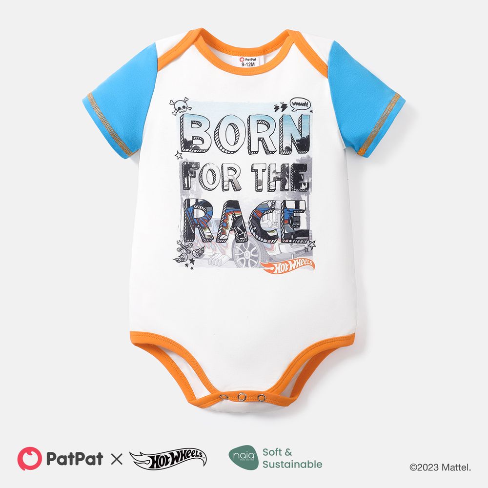 Hot Wheels Baby Boy Graphic Print Short-sleeve Naia™ Romper BLUE WHITE big image 1