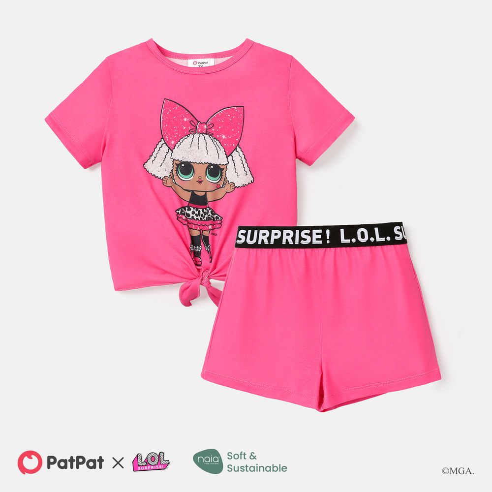 L.O.L. SURPRISE! 2pcs Toddler/Kid Girl Naia Character Print Short-sleeve Tee and Shorts Set Roseo big image 1