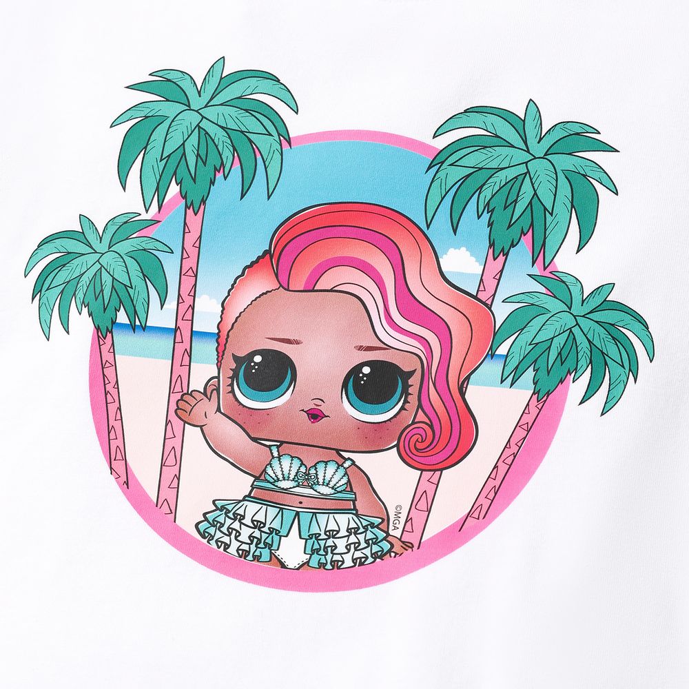 L.O.L. SURPRISE! Kid Girl 2pcs Tie Knot Cotton Tee and Allover Print Leggings Set White big image 3