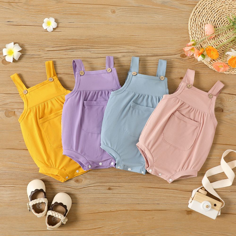 Bebé Unisex Bolsillo de parche Informal Camiseta sin mangas Mamelucos y monos Blanco big image 10
