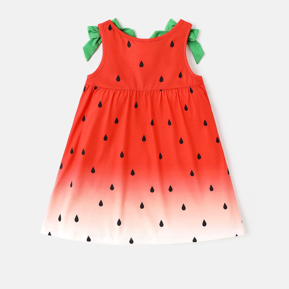 PAW Patrol Toddler Girl Watermelon Print Bowknot Design Sleeveless Dress Red big image 2