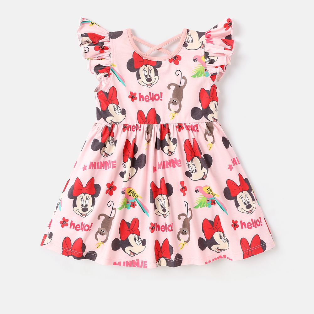 Disney Baby/ Toddler Girl Flutter-sleeve Allover Print Naia™ Dress Pink big image 2