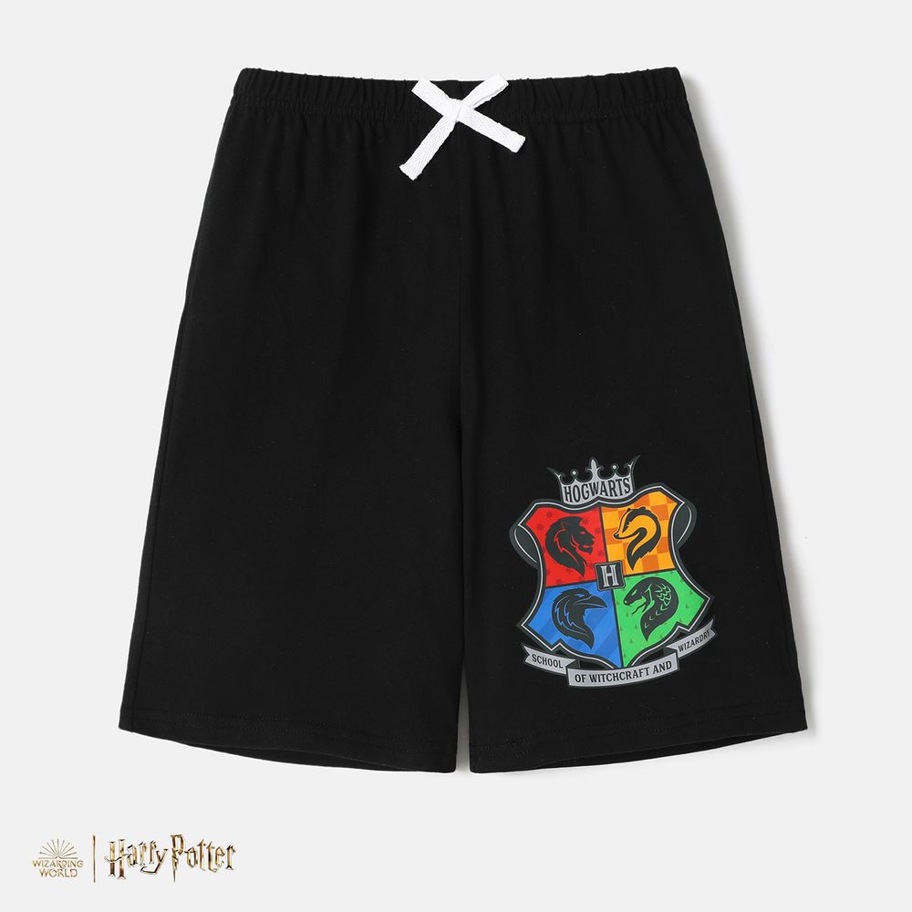 Harry Potter Kid Girl/Boy Logo Print Cotton Elasticized Shorts Black big image 1