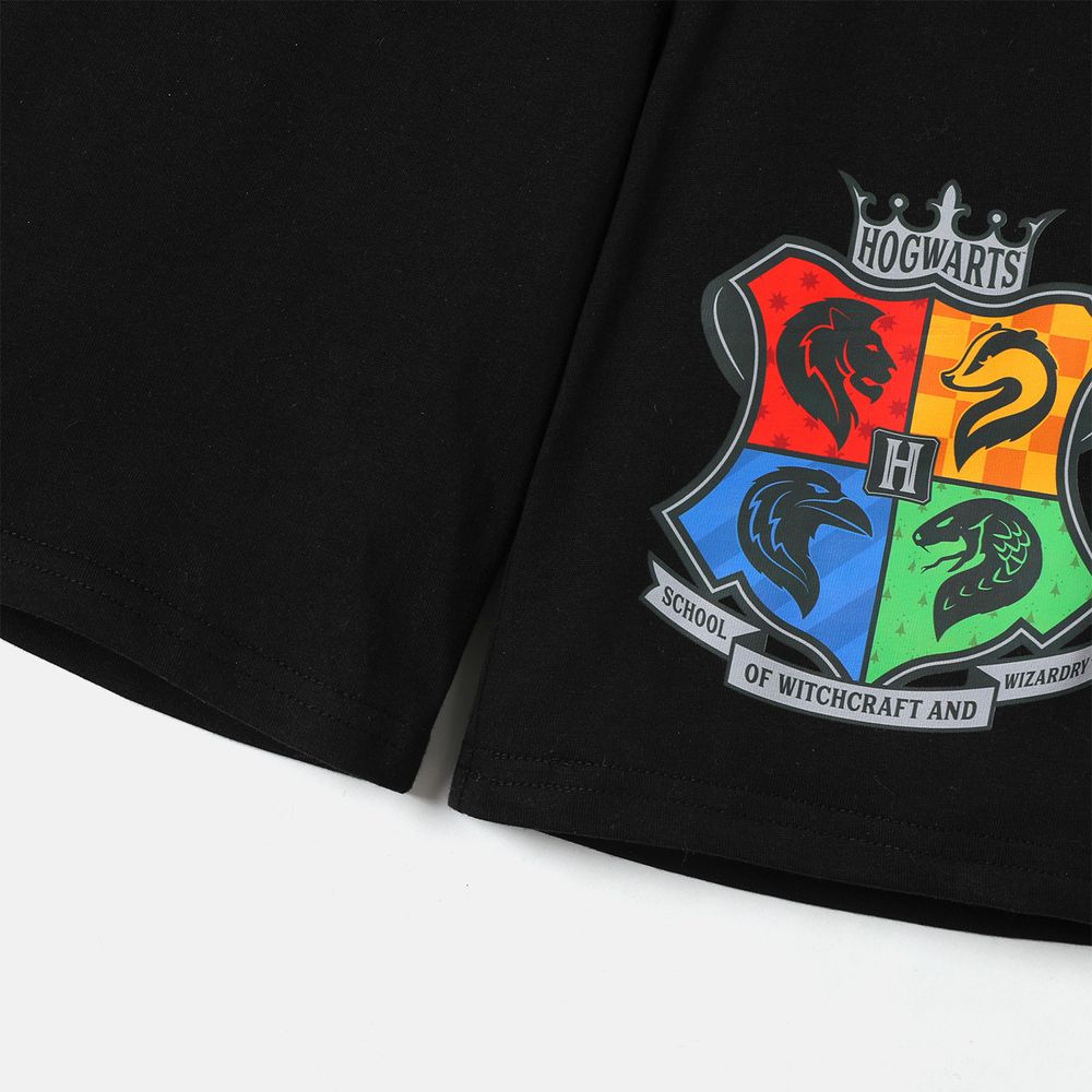 Harry Potter Kid Girl/Boy Logo Print Cotton Elasticized Shorts Black big image 2