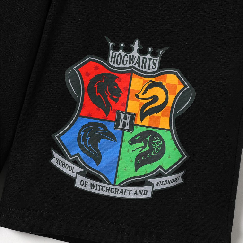 Harry Potter Kid Girl/Boy Logo Print Cotton Elasticized Shorts Black big image 3