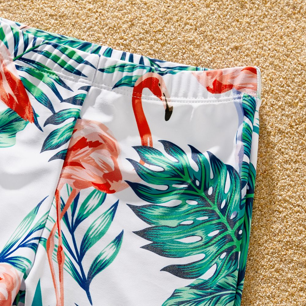 Family Matching Allover Tropical Print Spliced Solid Ruffled One-piece Swimsuit or Swim Trunks Shorts ColorBlock big image 14