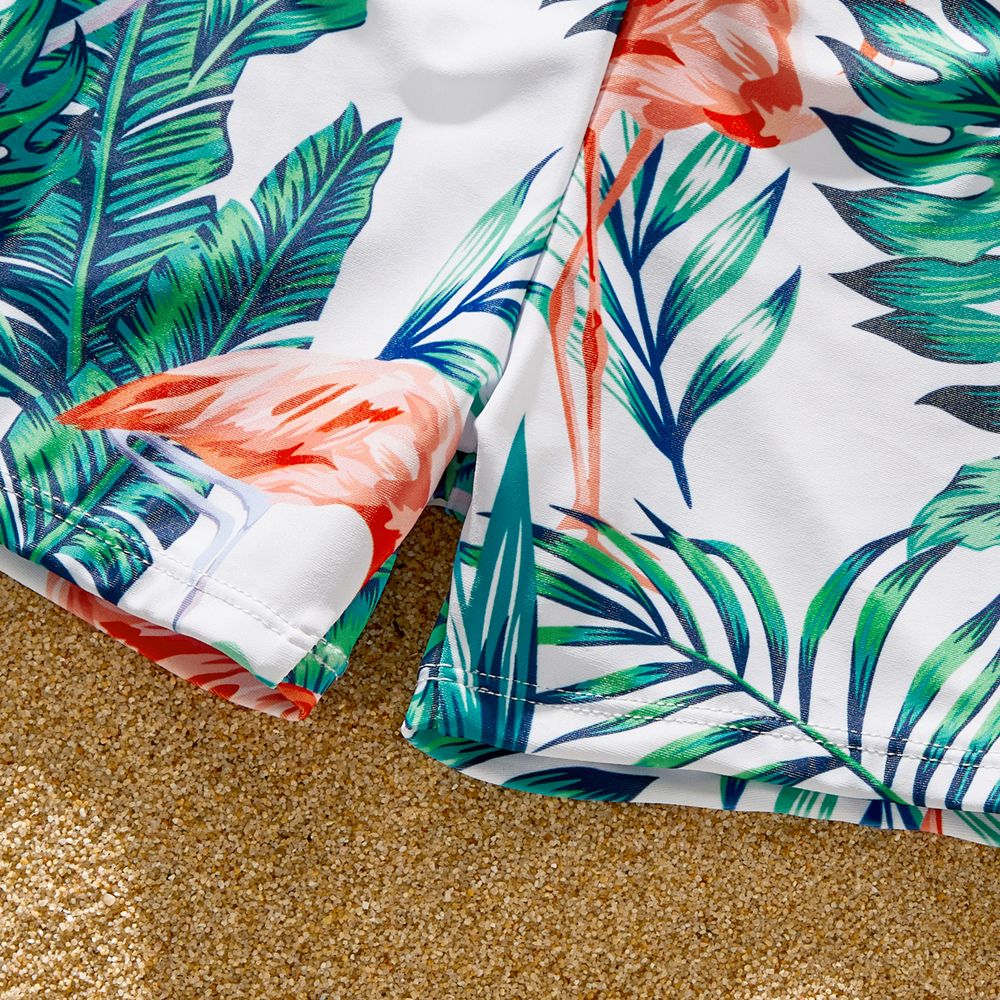 Family Matching Allover Tropical Print Spliced Solid Ruffled One-piece Swimsuit or Swim Trunks Shorts ColorBlock big image 15
