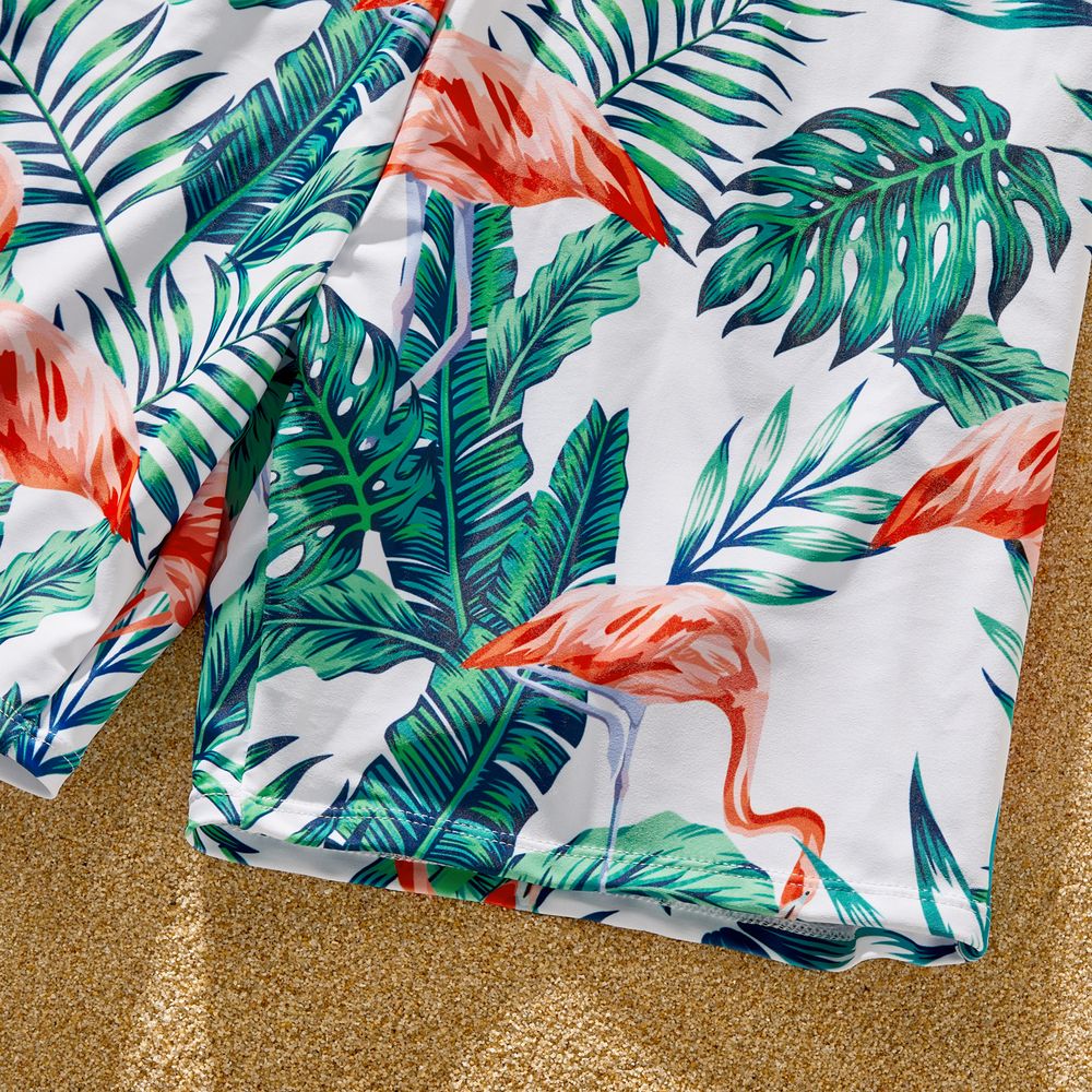 Family Matching Allover Tropical Print Spliced Solid Ruffled One-piece Swimsuit or Swim Trunks Shorts ColorBlock big image 12