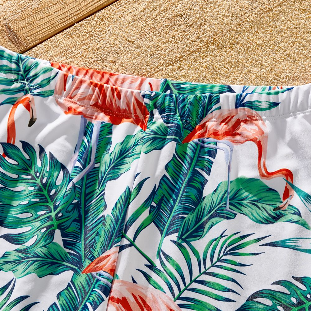 Family Matching Allover Tropical Print Spliced Solid Ruffled One-piece Swimsuit or Swim Trunks Shorts ColorBlock big image 11