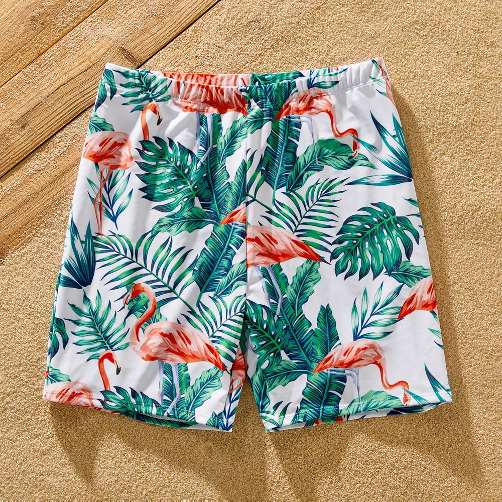 Family Matching Allover Tropical Print Spliced Solid Ruffled One-piece Swimsuit or Swim Trunks Shorts ColorBlock big image 10