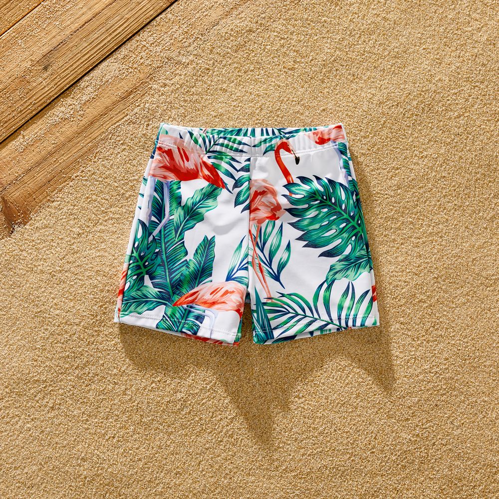 Family Matching Allover Tropical Print Spliced Solid Ruffled One-piece Swimsuit or Swim Trunks Shorts ColorBlock big image 13