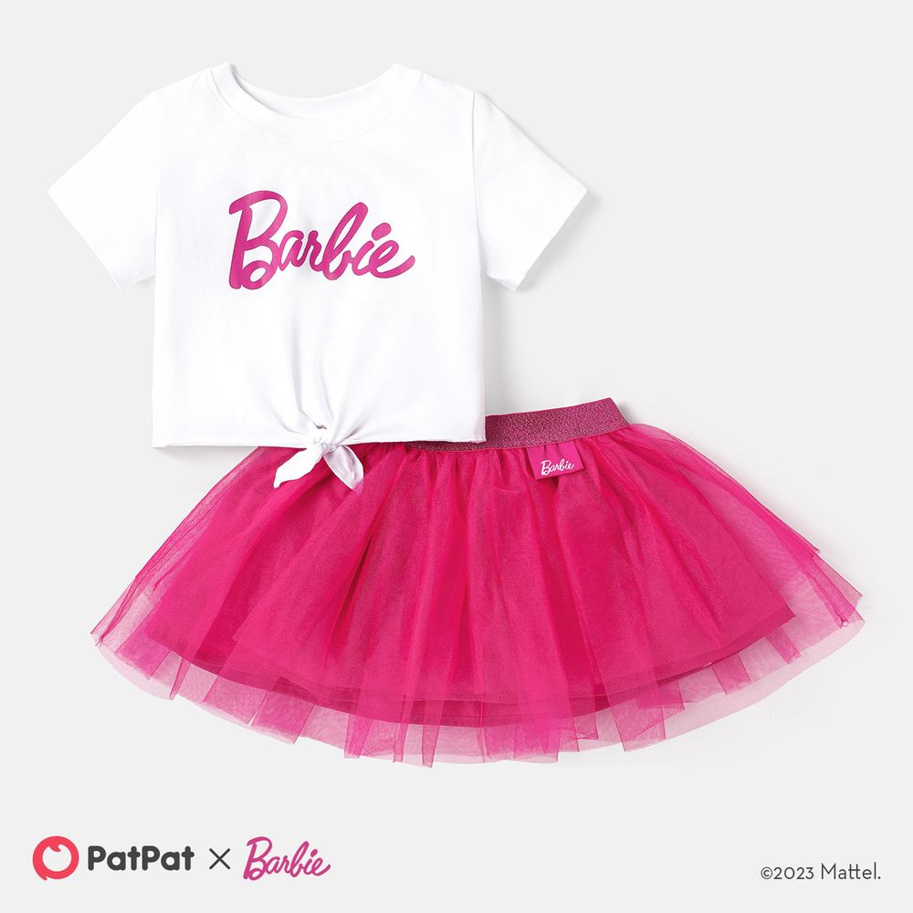 Barbie 2 Stück Kleinkinder Mädchen Mehrlagig Elegant Kostümrock pinkywhite big image 1