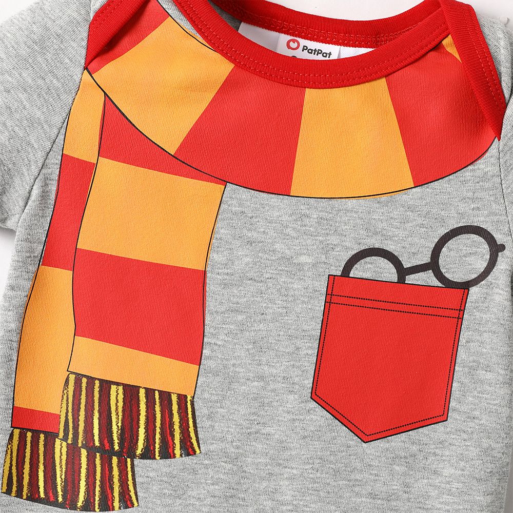 Harry Potter Baby Boy/Girl 2pcs Cotton Shiny Graphic Romper & Hat Set Grey big image 5