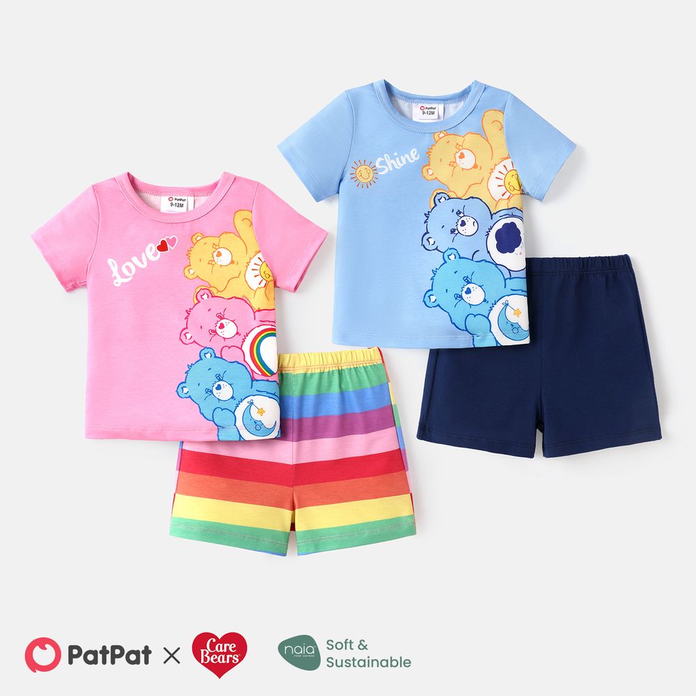 Care Bears Baby Boy/Girl 2pcs Short-sleeve Graphic Naia™ Tee and Cotton Shorts Set Blue big image 2