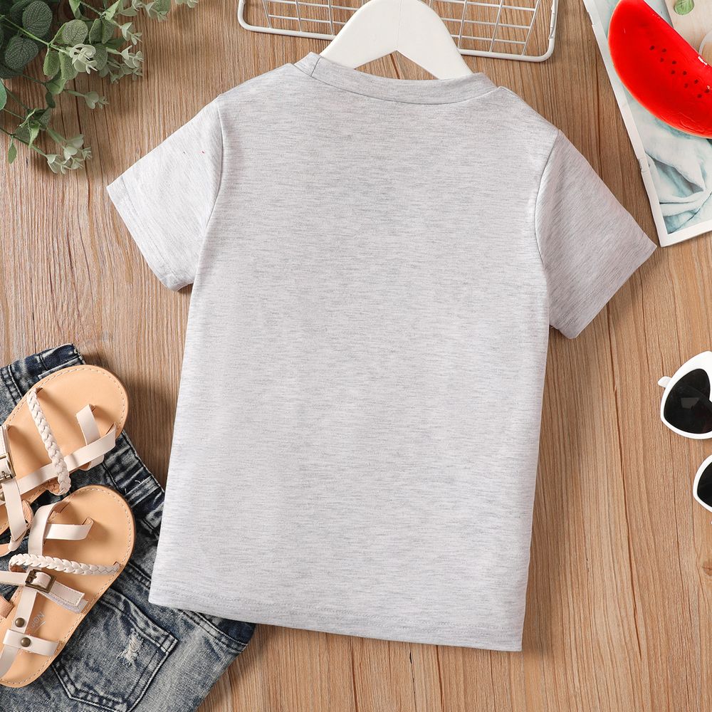 Kid Girl Strawberry Graphic Short-sleeve Tee Light Grey big image 2