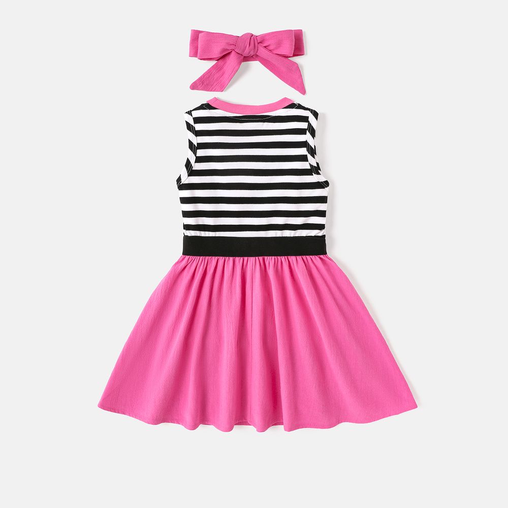 L.O.L. SURPRISE! Toddler/Kid Girl 2pcs Stripe Cotton Tank Dress and Headband BlackandWhite big image 4