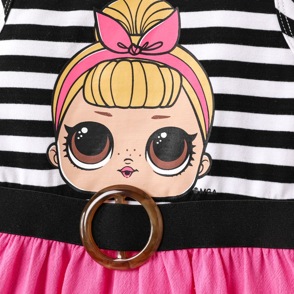 L.O.L. SURPRISE! Toddler/Kid Girl 2pcs Stripe Cotton Tank Dress and Headband BlackandWhite big image 3