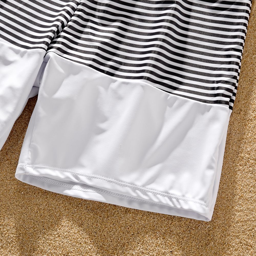 Family Matching Floral Print Crisscross One-piece Swimsuit and Striped Colorblock Swim Trunks Colorful big image 15