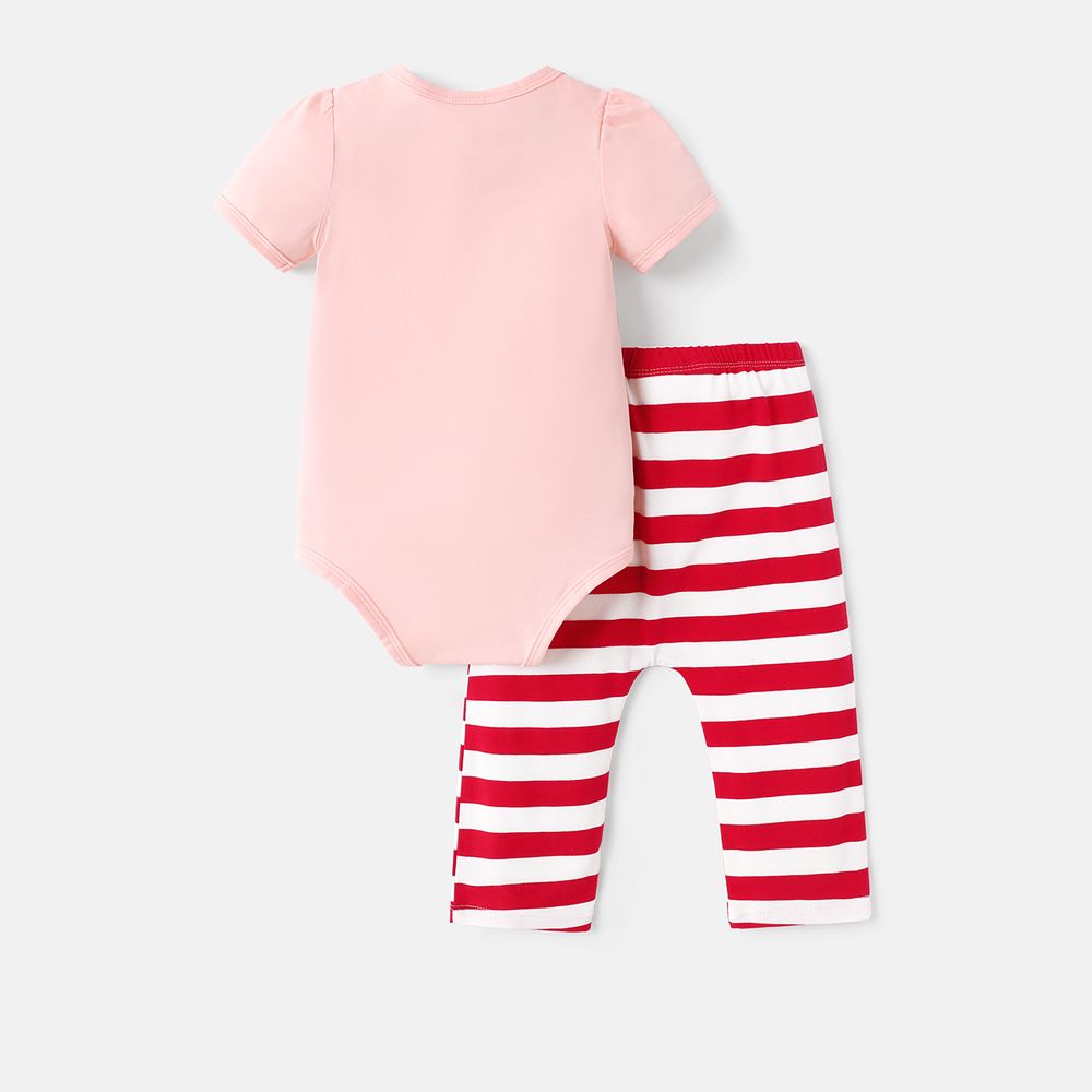 Harry Potter Baby/Toddler Girl 2pcs Puff Sleeve Cotton Romper and Stripe Leggings Set Pink big image 2