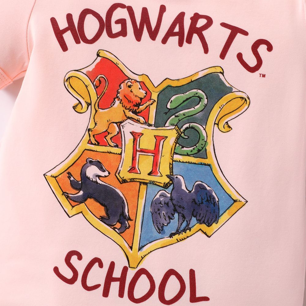 Harry Potter Baby/Toddler Girl 2pcs Puff Sleeve Cotton Romper and Stripe Leggings Set Pink big image 3