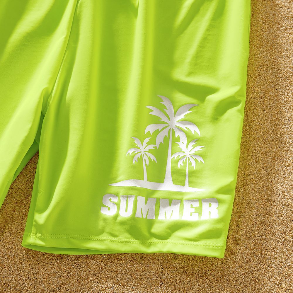 Family Matching Fluorescent Colorblock One Shoulder Cut Out One-piece Swimsuit or Graphic Swim Trunks Shorts ColorBlock big image 14