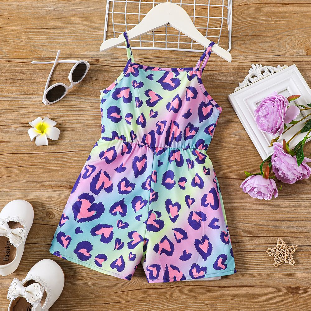 Toddler Girl Allover Leopard Print Slip Romper Multicolour-1 big image 2