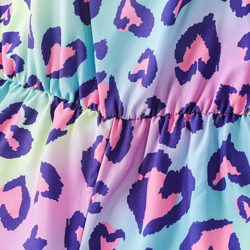 Toddler Girl Allover Leopard Print Slip Romper Multicolour-1 big image 4