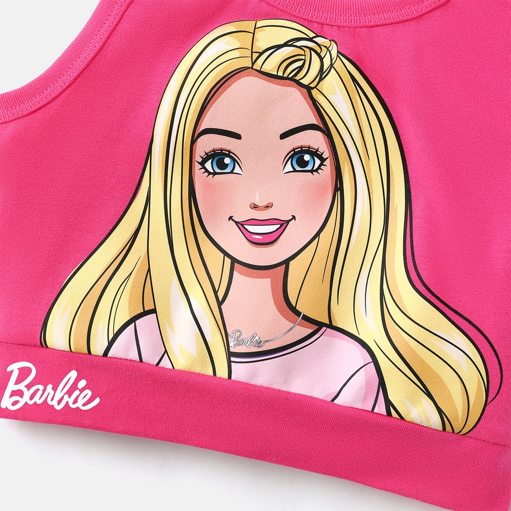 Barbie Toddler/Kid Girl 2pcs Character Print Cotton Sleeveless Tee and Leggings Set Roseo big image 4